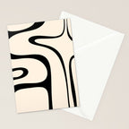 Copacetic Retro Abstract in Black and Almond Cream Stationery Card Gallery Image 2