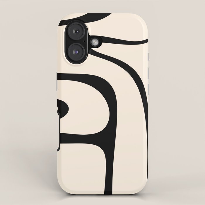 Copacetic Retro Abstract in Black and Almond Cream iPhone Case Gallery Image 1