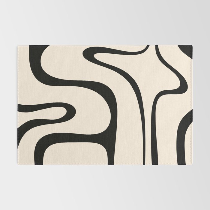 Copacetic Retro Abstract in Black and Almond Cream Rug Gallery Image 2