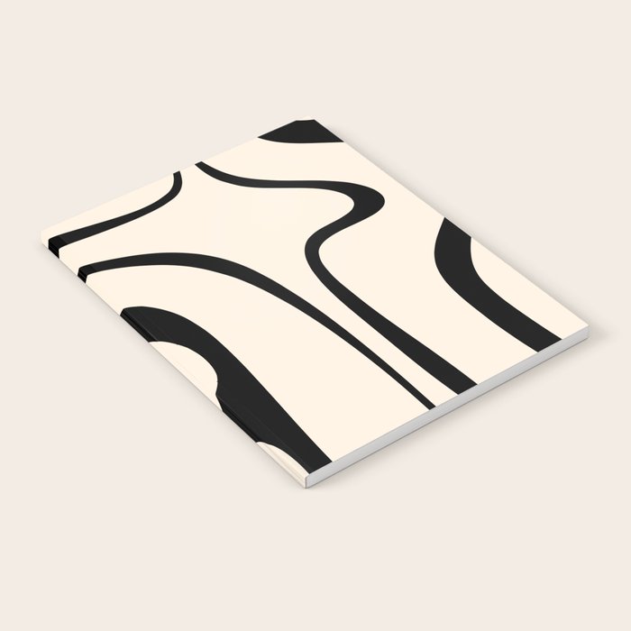 Copacetic Retro Abstract in Black and Almond Cream Notebook Gallery Image 2