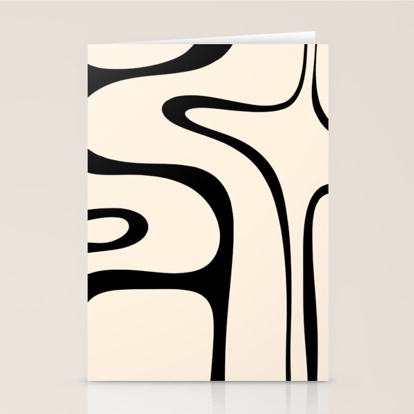 Copacetic Retro Abstract in Black and Almond Cream Stationery Card Gallery Image 2