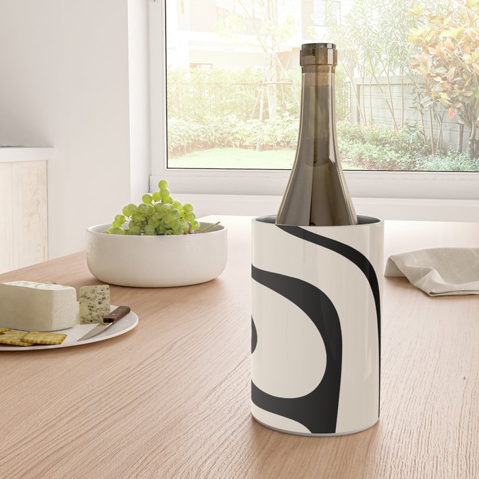Copacetic Retro Abstract in Black and Almond Cream Wine Chiller Gallery Image 4