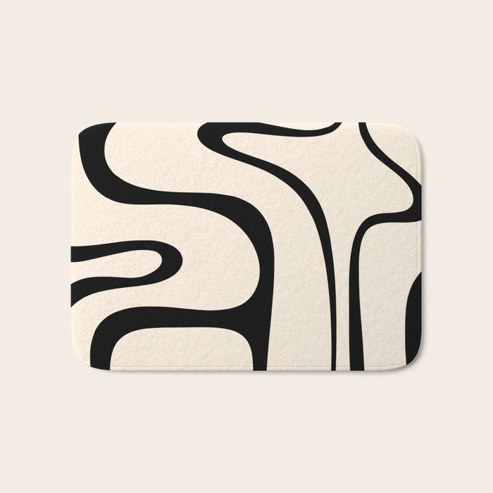 Copacetic Retro Abstract in Black and Almond Cream Bath Mat Gallery Image 1