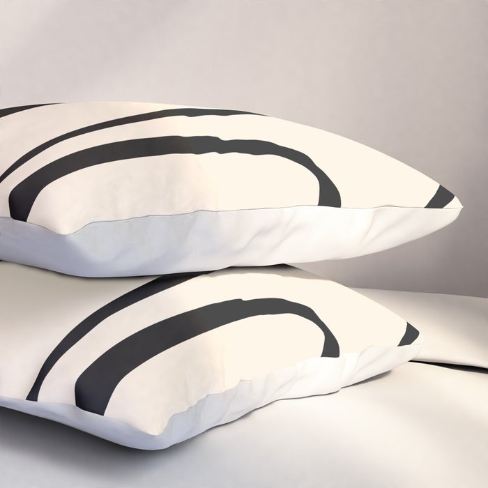 Copacetic Retro Abstract in Black and Almond Cream Pillow Sham Gallery Image 3