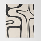 Copacetic Retro Abstract in Black and Almond Cream Throw Blanket Gallery Image 2