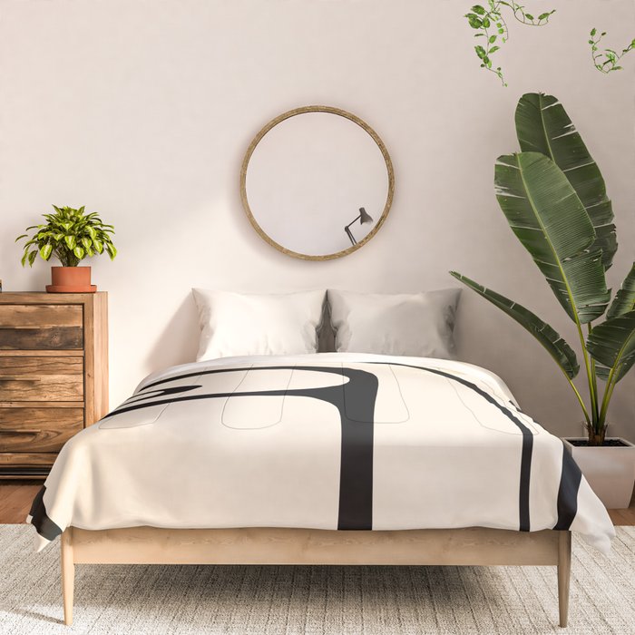 Copacetic Retro Abstract in Black and Almond Cream Comforter Gallery Image 3