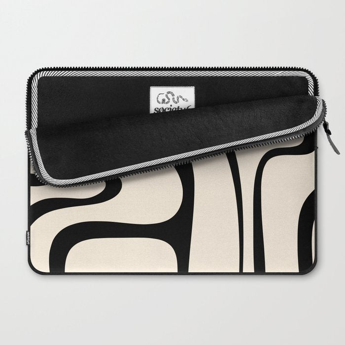 Copacetic Retro Abstract in Black and Almond Cream Laptop Sleeve Gallery Image 2