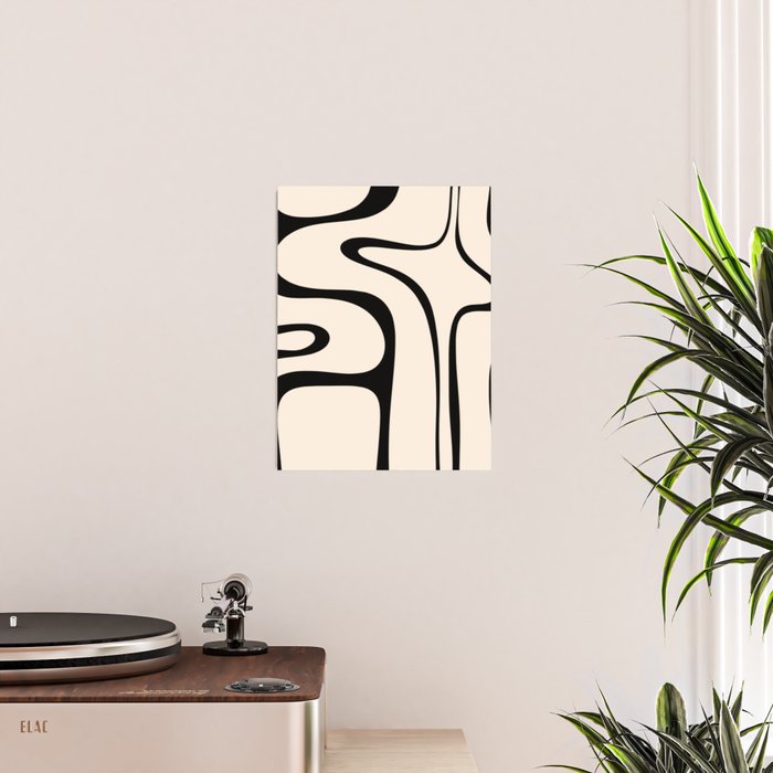 Copacetic Retro Abstract in Black and Almond Cream Poster Gallery Image 2