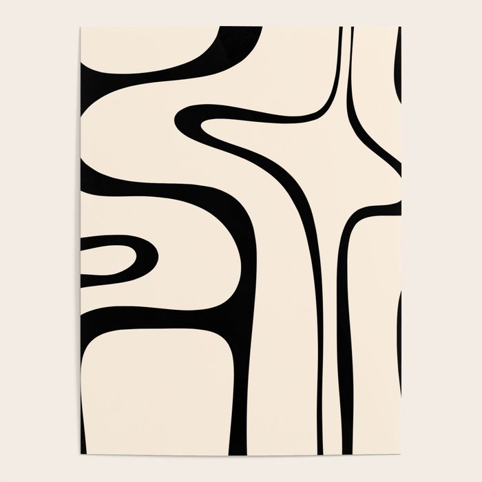Copacetic Retro Abstract in Black and Almond Cream Poster Gallery Image 4