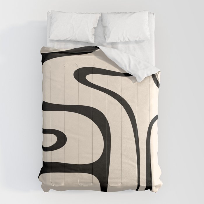 Copacetic Retro Abstract in Black and Almond Cream Comforter Gallery Image 6