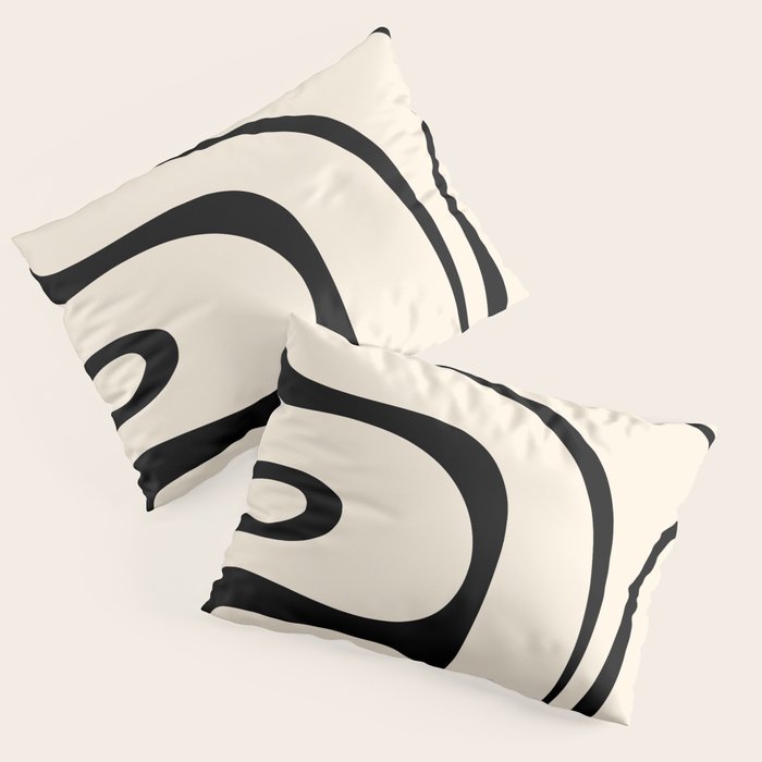 Copacetic Retro Abstract in Black and Almond Cream Pillow Sham Gallery Image 3