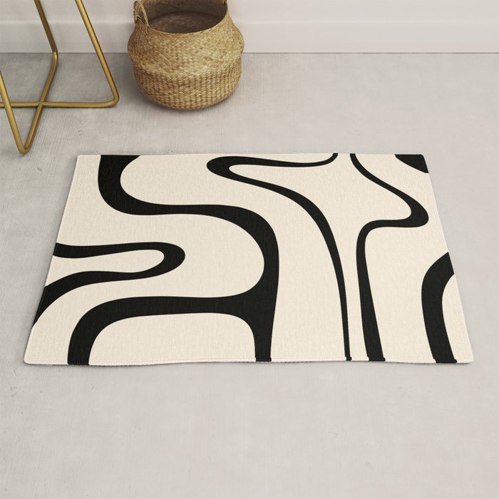 Copacetic Retro Abstract in Black and Almond Cream Rug Gallery Image 1
