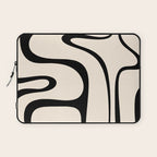 Copacetic Retro Abstract in Black and Almond Cream Laptop Sleeve Gallery Image 1