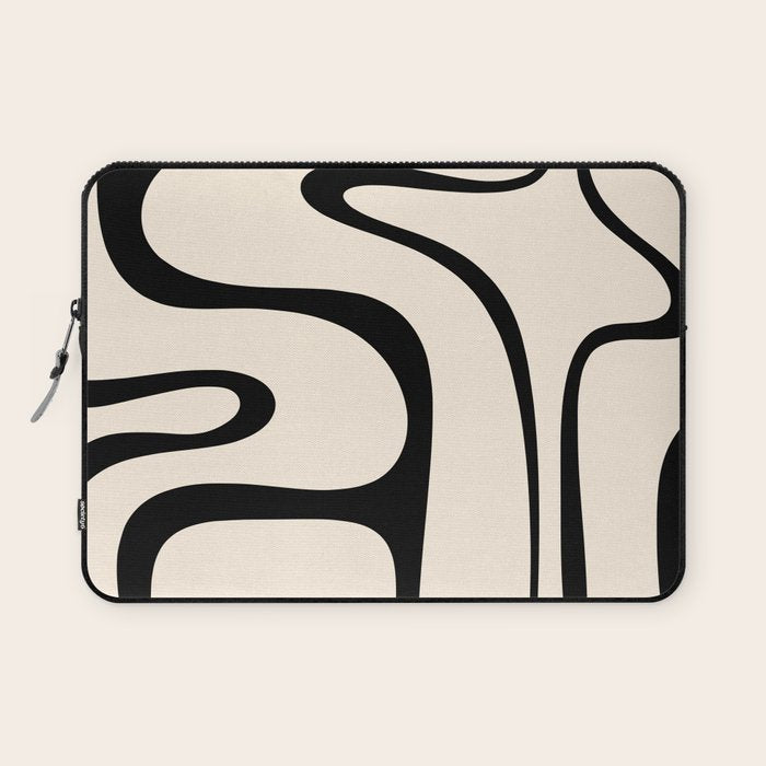 Copacetic Retro Abstract in Black and Almond Cream Laptop Sleeve Gallery Image 1