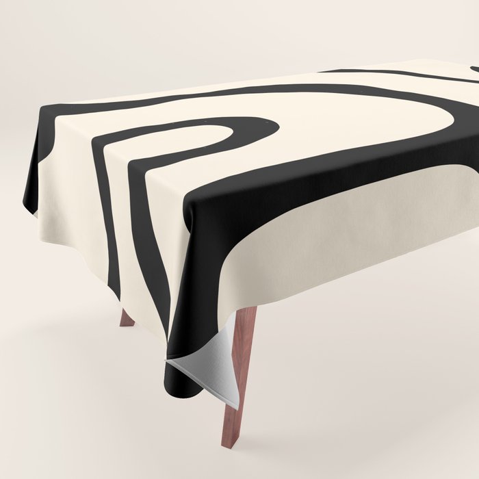 Copacetic Retro Abstract in Black and Almond Cream Tablecloth Gallery Image 1
