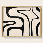 Copacetic Retro Abstract in Black and Almond Cream Serving Tray Gallery Image 1