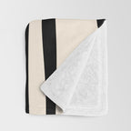 Copacetic Retro Abstract in Black and Almond Cream Throw Blanket Gallery Image 3