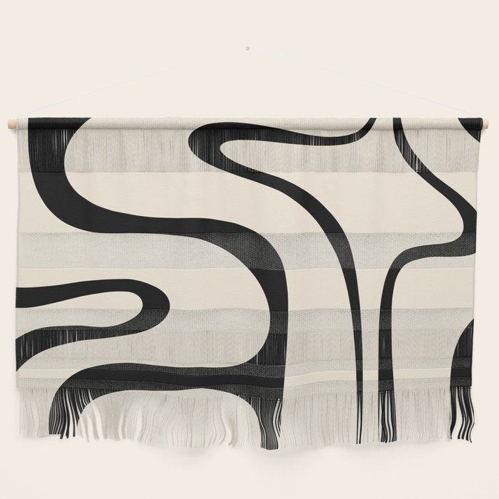 Copacetic Retro Abstract in Black and Almond Cream Wall Hanging Gallery Image 1