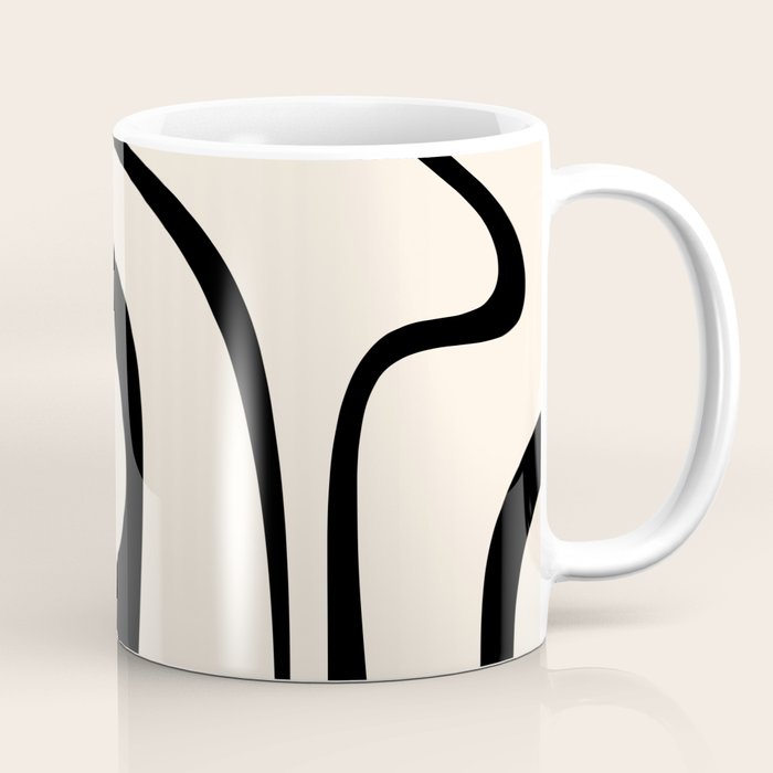 Copacetic Retro Abstract in Black and Almond Cream Coffee Mug Gallery Image 1