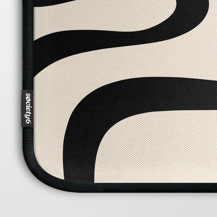 Copacetic Retro Abstract in Black and Almond Cream Laptop Sleeve Gallery Image 3