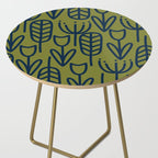 Cheerful Garden Minimalist Retro Botanical Pattern in Navy Blue and Mid Mod Olive Green Side Table Gallery Image 2