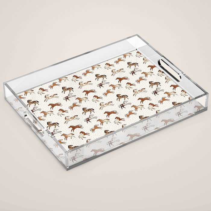 Appaloosa Wild Horses Pattern in Warm Neutrals Western  Acrylic Tray Gallery Image 1