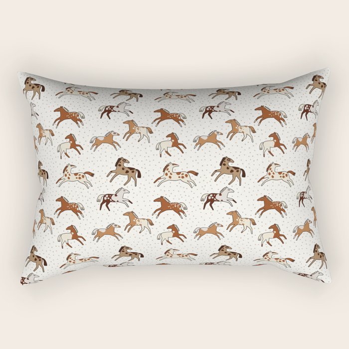 Appaloosa Wild Horses Pattern in Warm Neutrals Western  Rectangular Pillow Gallery Image 2