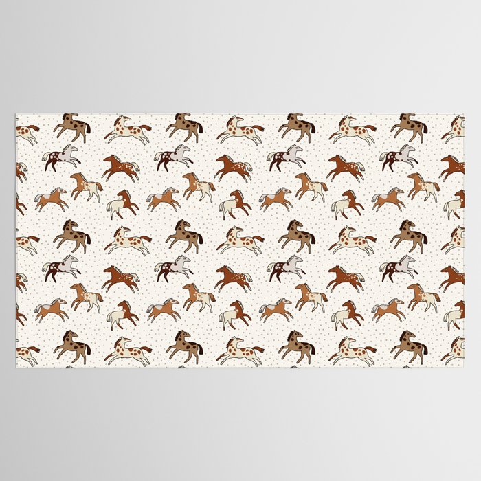 Appaloosa Wild Horses Pattern in Warm Neutrals Western  Tablecloth Gallery Image 2