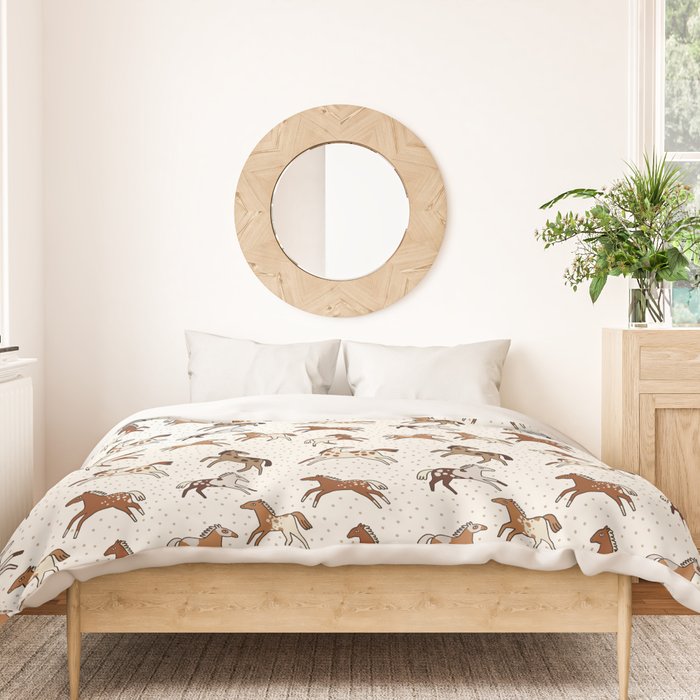Appaloosa Wild Horses Pattern in Warm Neutrals Western  Duvet Cover Gallery Image 3