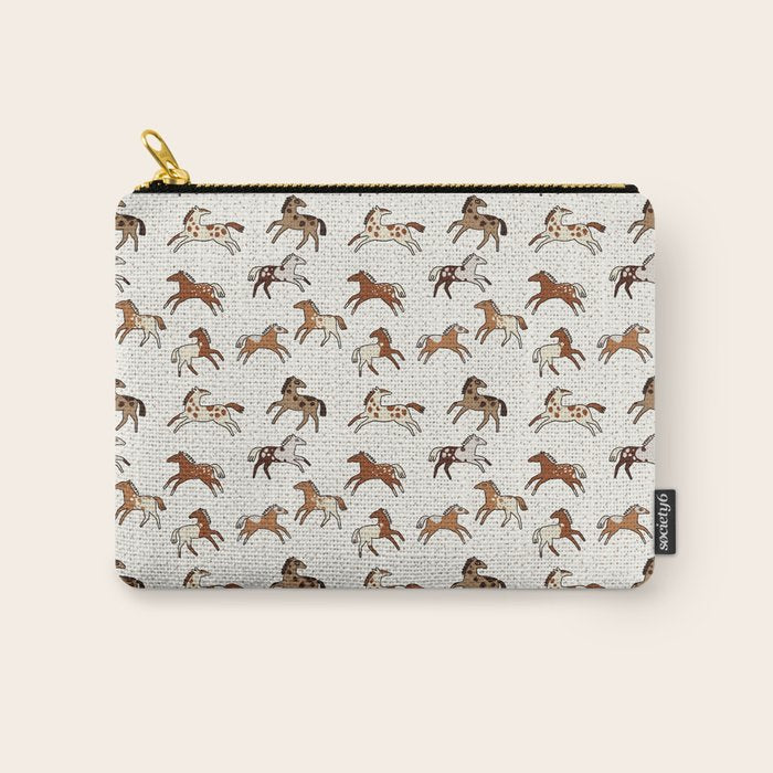 Appaloosa Wild Horses Pattern in Warm Neutrals Western  Carry All Pouch Gallery Image 1