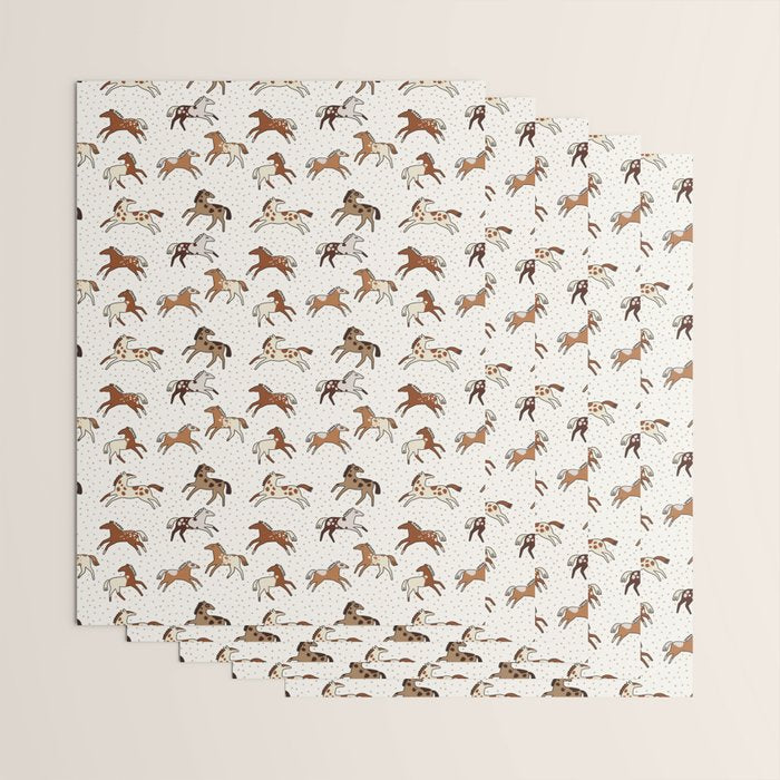 Appaloosa Wild Horses Pattern in Warm Neutrals Western  Wrapping Paper Gallery Image 3