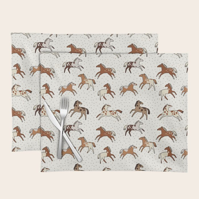 Appaloosa Wild Horses Pattern in Warm Neutrals Western  Placemat Gallery Image 1