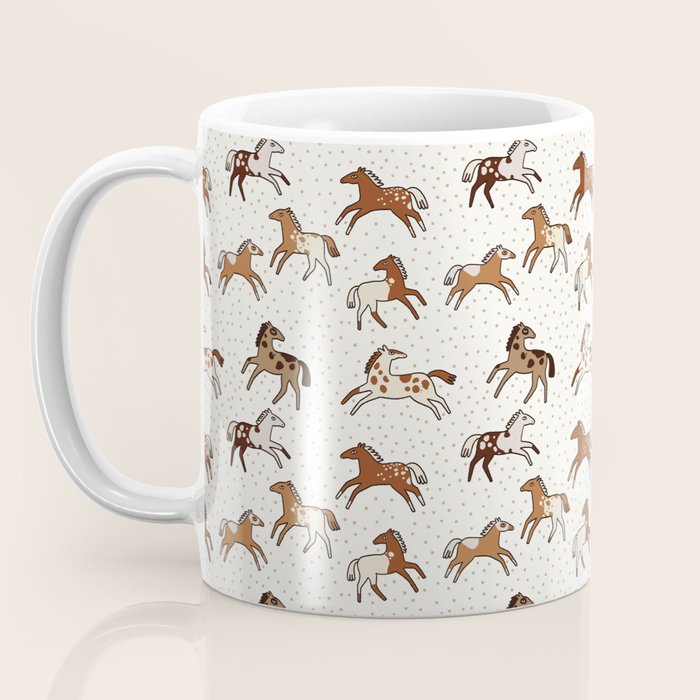 Appaloosa Wild Horses Pattern in Warm Neutrals Western  Coffee Mug Gallery Image 3