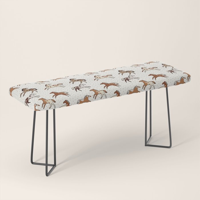 Appaloosa Wild Horses Pattern in Warm Neutrals Western  Bench Gallery Image 1