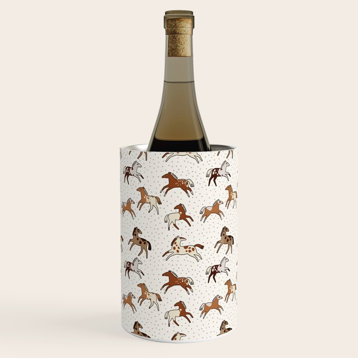 Appaloosa Wild Horses Pattern in Warm Neutrals Western  Wine Chiller Gallery Image 2