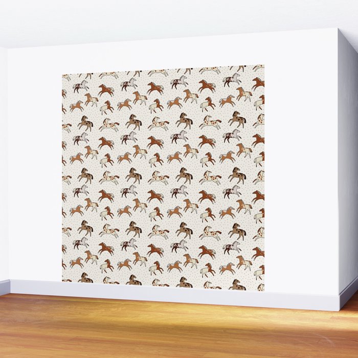 Appaloosa Wild Horses Pattern in Warm Neutrals Western  Wall Mural Gallery Image 2