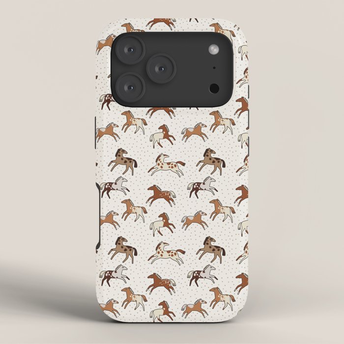 Appaloosa Wild Horses Pattern in Warm Neutrals Western  iPhone Case Gallery Image 3