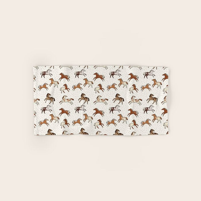 Appaloosa Wild Horses Pattern in Warm Neutrals Western  Bath Towel Gallery Image 1