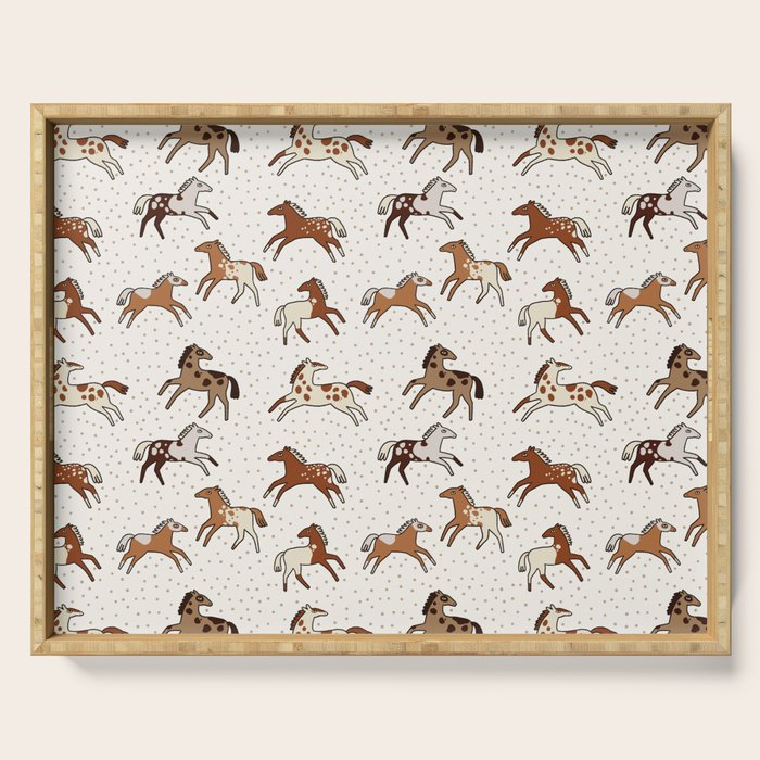 Appaloosa Wild Horses Pattern in Warm Neutrals Western  Serving Tray Gallery Image 1