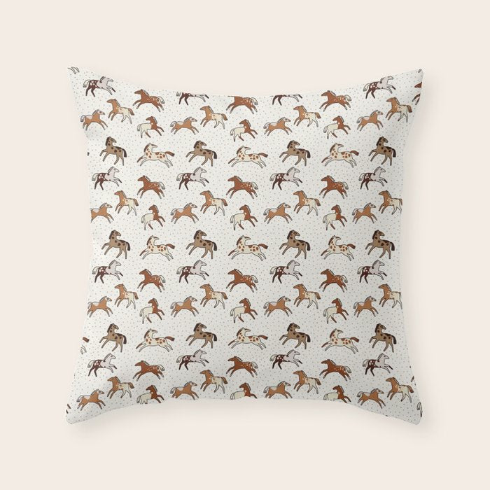 Appaloosa Wild Horses Pattern in Warm Neutrals Western  Throw Pillow Gallery Image 1