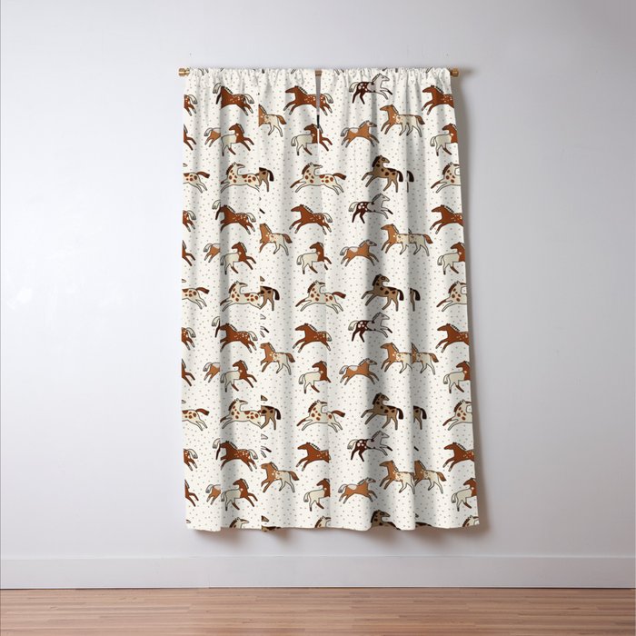 Appaloosa Wild Horses Pattern in Warm Neutrals Western  Window Curtain Gallery Image 3