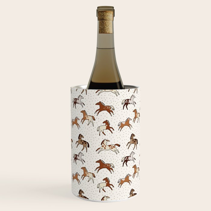 Appaloosa Wild Horses Pattern in Warm Neutrals Western  Wine Chiller Gallery Image 3