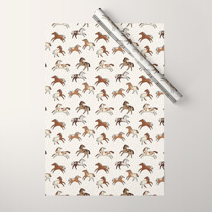 Appaloosa Wild Horses Pattern in Warm Neutrals Western  Wrapping Paper Gallery Image 1