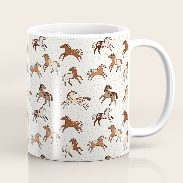 Appaloosa Wild Horses Pattern in Warm Neutrals Western  Coffee Mug Gallery Image 1