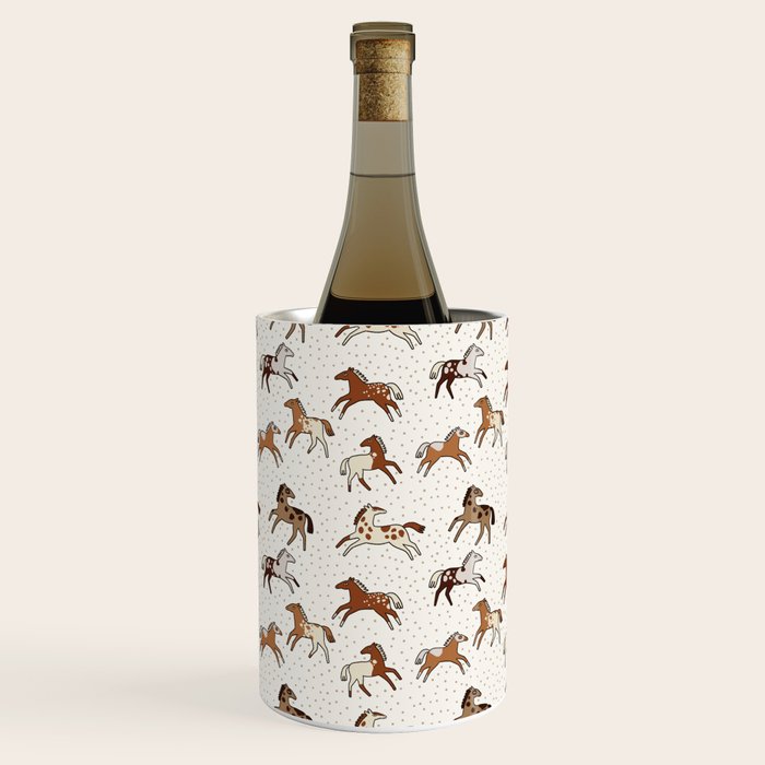 Appaloosa Wild Horses Pattern in Warm Neutrals Western  Wine Chiller Gallery Image 1