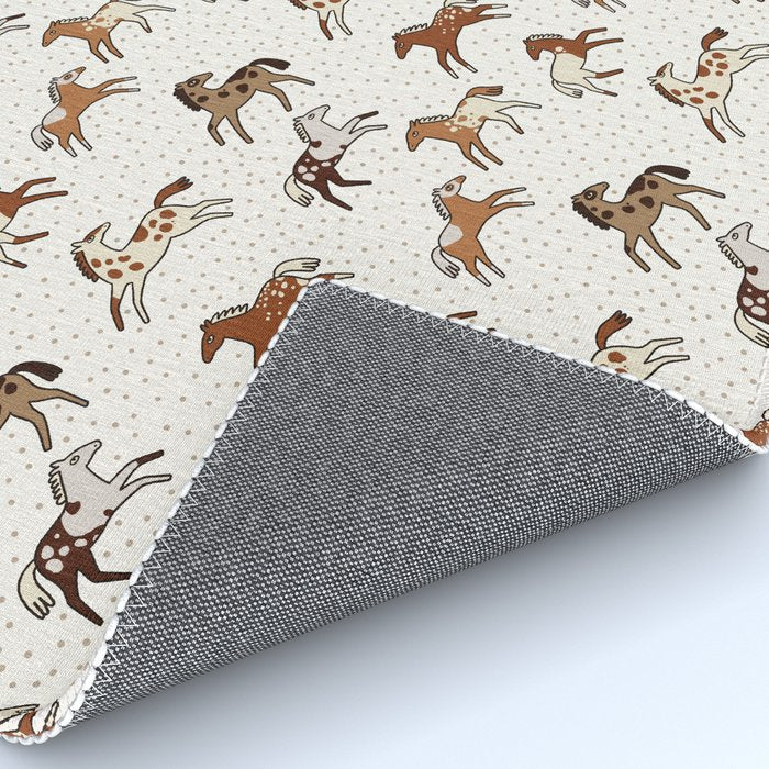 Appaloosa Wild Horses Pattern in Warm Neutrals Western  Rug Gallery Image 4
