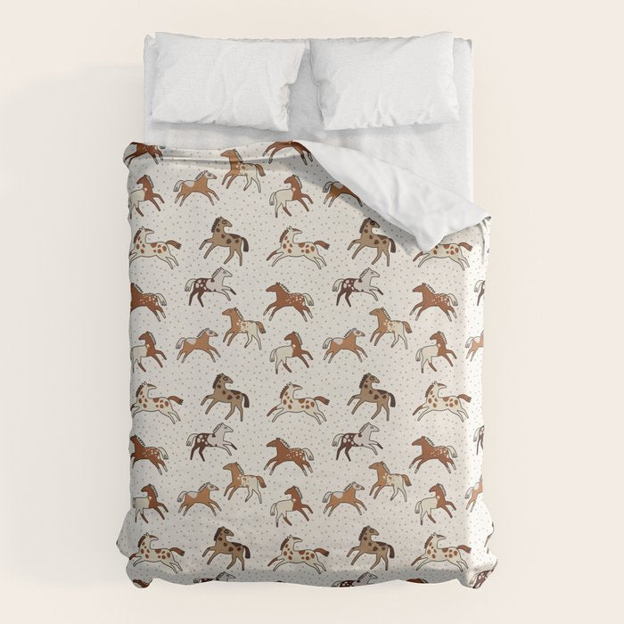 Appaloosa Wild Horses Pattern in Warm Neutrals Western  Duvet Cover Gallery Image 6
