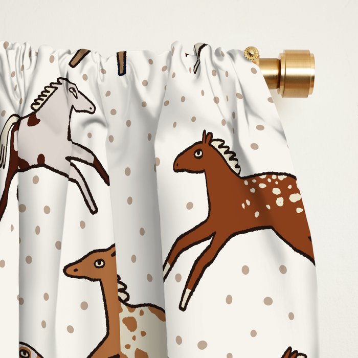 Appaloosa Wild Horses Pattern in Warm Neutrals Western  Window Curtain Gallery Image 2