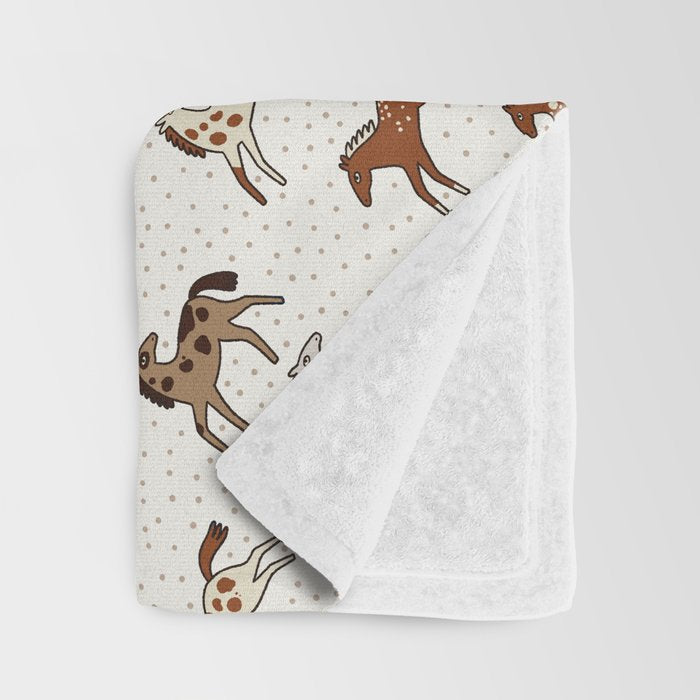 Appaloosa Wild Horses Pattern in Warm Neutrals Western  Throw Blanket Gallery Image 3