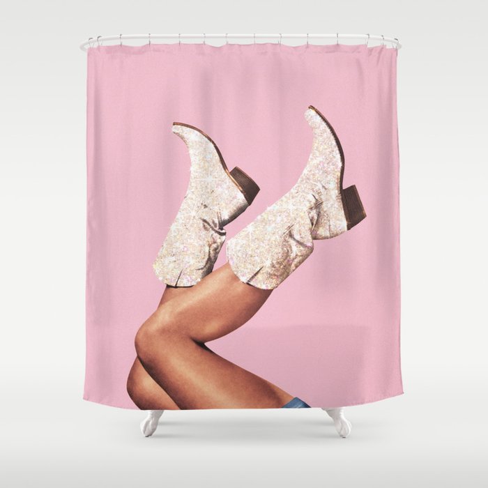 These Boots - Glitter Pink DL Shower Curtain Gallery Image 1
